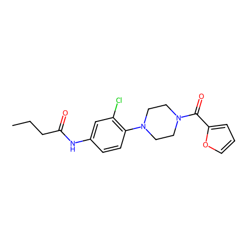 N-[3-chloro-4-[4-(furan-2-carbonyl)piperazin-1-yl]phenyl]butanamide structure