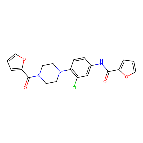 N-[3-chloro-4-[4-(furan-2-carbonyl)piperazin-1-yl]phenyl]furan-2-carboxamide structure