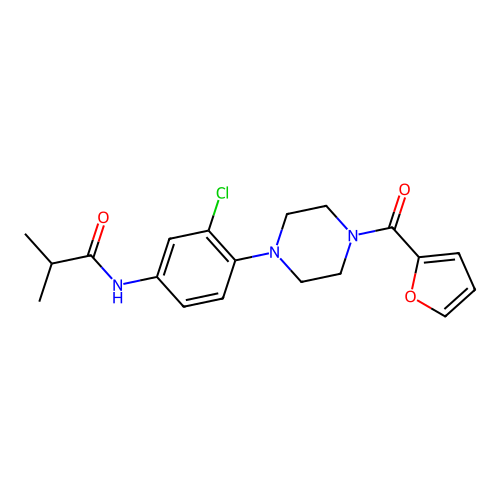 N-[3-chloro-4-[4-(furan-2-carbonyl)piperazin-1-yl]phenyl]-2-methylpropanamide structure