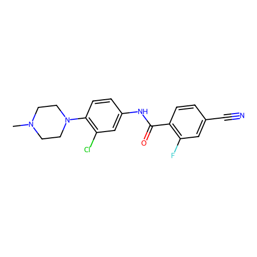 N-[3-chloro-4-(4-methylpiperazin-1-yl)phenyl]-4-cyano-2-fluorobenzamide structure