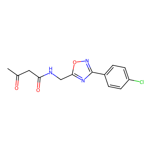 N-((3-(4-chlorophenyl)-1,2,4-oxadiazol-5-yl)methyl)-3-oxobutanamide structure