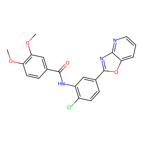 N-(2-chloro-5-[1,3]oxazolo[4,5-b]pyridin-2-ylphenyl)-3,4-dimethoxybenzamide structure