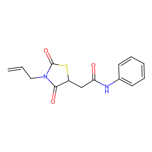 2-[2,4-dioxo-3-(prop-2-en-1-yl)-1,3-thiazolidin-5-yl]-N-phenylacetamide structure