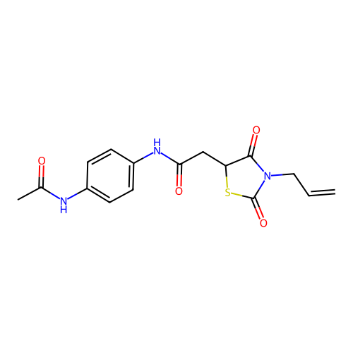 N-(4-acetamidophenyl)-2-(3-allyl-2,4-dioxothiazolidin-5-yl)acetamide structure