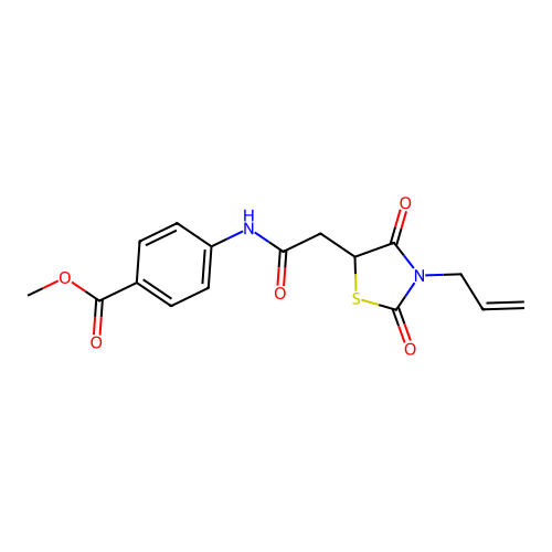 Methyl 4-(2-(3-allyl-2,4-dioxothiazolidin-5-yl)acetamido)benzoate structure