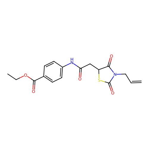 Ethyl 4-(2-(3-allyl-2,4-dioxothiazolidin-5-yl)acetamido)benzoate structure