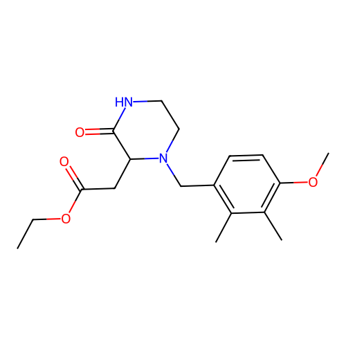 Ethyl 2-[1-[(4-methoxy-2,3-dimethylphenyl)methyl]-3-oxopiperazin-2-yl]acetate structure