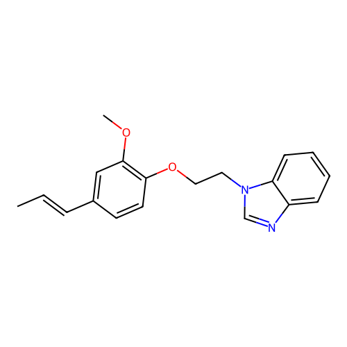 1-[2-[2-methoxy-4-[(E)-prop-1-enyl]phenoxy]ethyl]benzimidazole structure