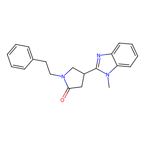 4-(1-methyl-1H-benzimidazol-2-yl)-1-(2-phenylethyl)pyrrolidin-2-one structure