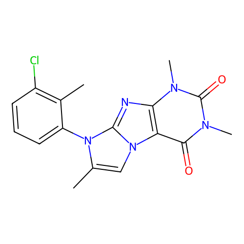6-(3-Chloro-2-methylphenyl)-2,4,7-trimethylpurino[7,8-a]imidazole-1,3-dione structure