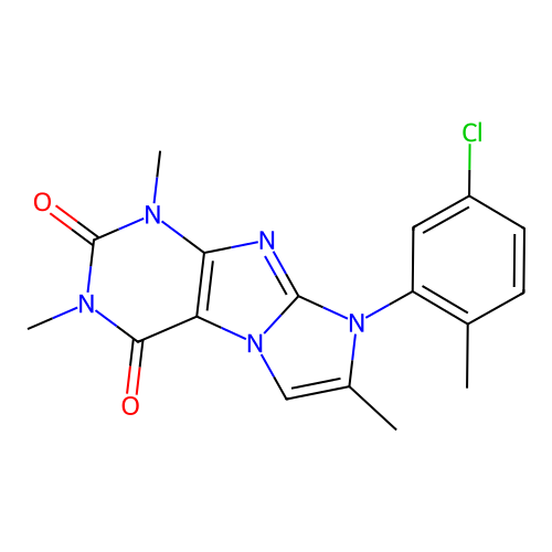 6-(5-Chloro-2-methylphenyl)-2,4,7-trimethylpurino[7,8-a]imidazole-1,3-dione structure