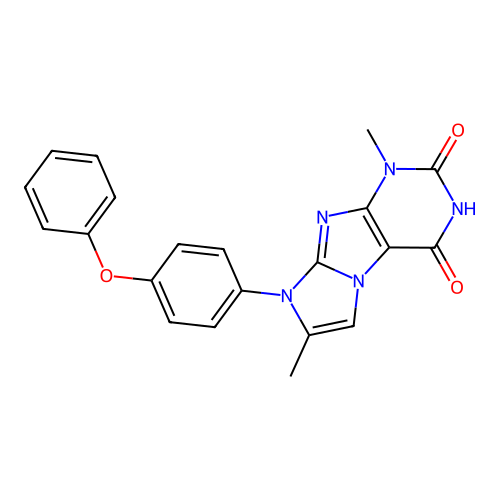 1,7-dimethyl-8-(4-phenoxyphenyl)-1H-imidazo[2,1-f]purine-2,4(3H,8H)-dione structure