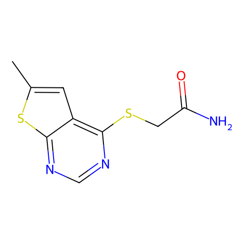2-(6-Methyl-thieno[2,3-d]pyrimidin-4-ylsulfanyl)-acetamide structure