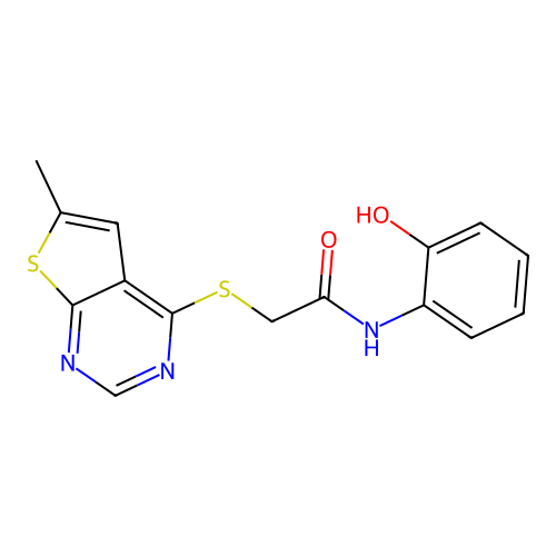 N-(2-hydroxyphenyl)-2-({6-methylthieno[2,3-d]pyrimidin-4-yl}sulfanyl)acetamide structure