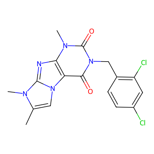 3-(2,4-dichlorobenzyl)-1,7,8-trimethyl-1H-imidazo[2,1-f]purine-2,4(3H,8H)-dione structure