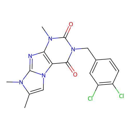 3-(3,4-dichlorobenzyl)-1,7,8-trimethyl-1H-imidazo[2,1-f]purine-2,4(3H,8H)-dione structure