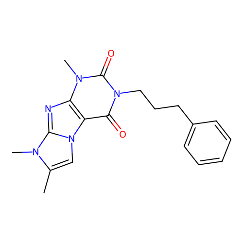 1,7,8-trimethyl-3-(3-phenylpropyl)-1H-imidazo[2,1-f]purine-2,4(3H,8H)-dione structure