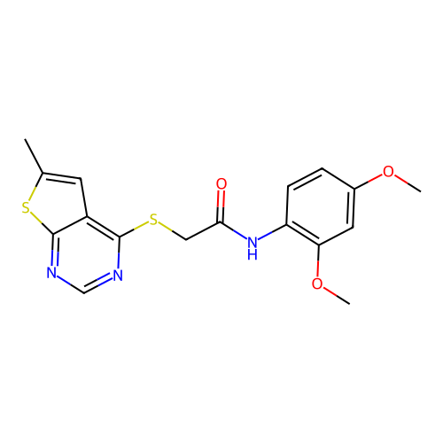 N-(2,4-dimethoxyphenyl)-2-((6-methylthieno[2,3-d]pyrimidin-4-yl)thio)acetamide structure