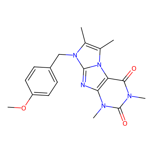 8-(4-methoxybenzyl)-1,3,6,7-tetramethyl-1H-imidazo[2,1-f]purine-2,4(3H,8H)-dione structure