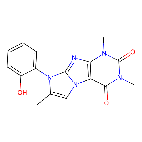 8-(2-hydroxyphenyl)-1,3,7-trimethyl-1H-imidazo[2,1-f]purine-2,4(3H,8H)-dione structure
