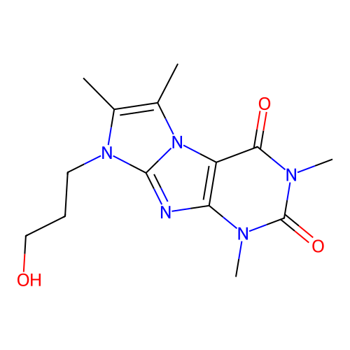 8-(3-hydroxypropyl)-1,3,6,7-tetramethyl-1H-imidazo[2,1-f]purine-2,4(3H,8H)-dione structure