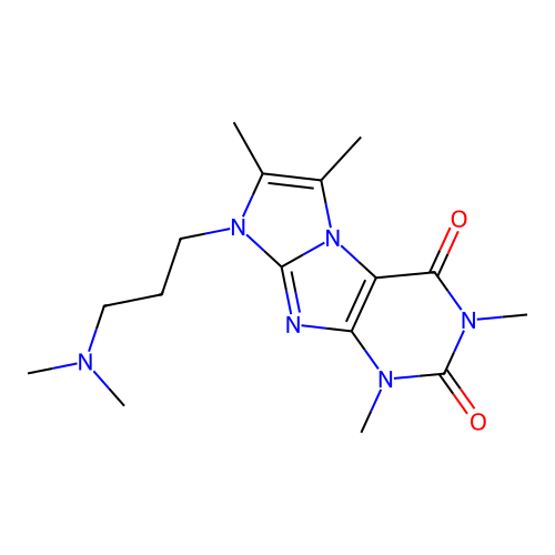 6-[3-(Dimethylamino)propyl]-2,4,7,8-tetramethylpurino[7,8-a]imidazole-1,3-dione structure