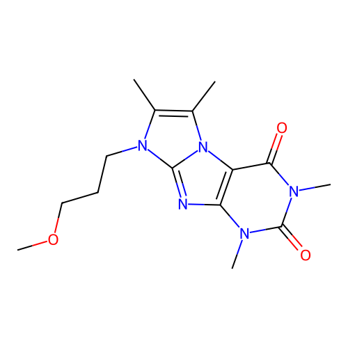 8-(3-methoxypropyl)-1,3,6,7-tetramethyl-1H-imidazo[2,1-f]purine-2,4(3H,8H)-dione structure