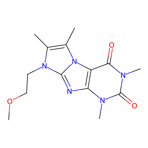 8-(2-methoxyethyl)-1,3,6,7-tetramethyl-1H-imidazo[2,1-f]purine-2,4(3H,8H)-dione structure