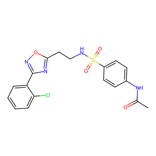 N-[4-[2-[3-(2-chlorophenyl)-1,2,4-oxadiazol-5-yl]ethylsulfamoyl]phenyl]acetamide structure