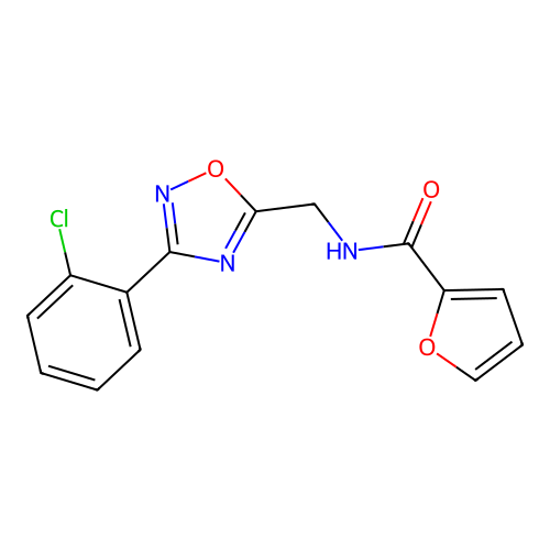 N-[[3-(2-chlorophenyl)-1,2,4-oxadiazol-5-yl]methyl]furan-2-carboxamide structure