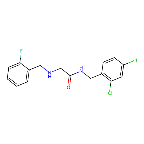 N-[(2,4-dichlorophenyl)methyl]-2-{[(2-fluorophenyl)methyl]amino}acetamide structure