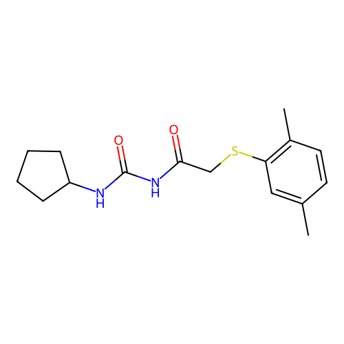 3-Cyclopentyl-1-{2-[(2,5-dimethylphenyl)sulfanyl]acetyl}urea structure
