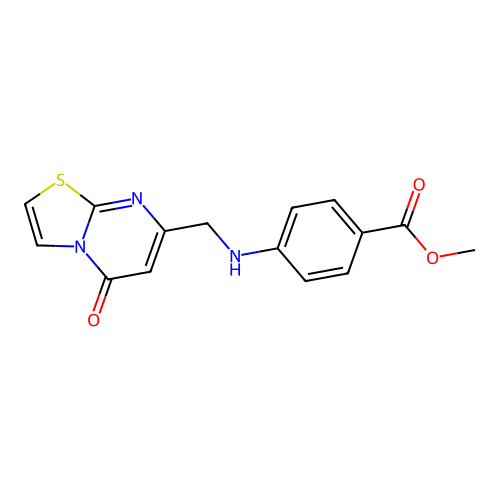 methyl 4-[({5-oxo-5H-[1,3]thiazolo[3,2-a]pyrimidin-7-yl}methyl)amino]benzoate structure