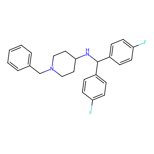 1-benzyl-N-[bis(4-fluorophenyl)methyl]piperidin-4-amine structure