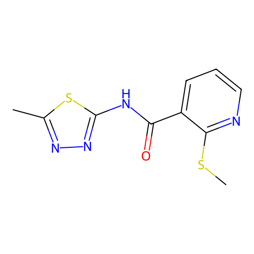 N-(5-methyl-1,3,4-thiadiazol-2-yl)-2-(methylsulfanyl)pyridine-3-carboxamide structure