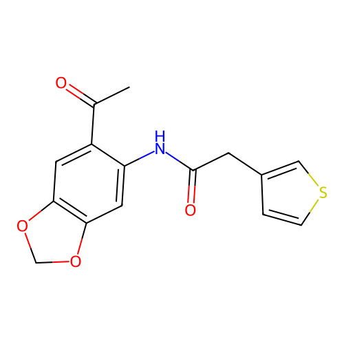 N-(6-acetyl-1,3-benzodioxol-5-yl)-2-thiophen-3-ylacetamide structure