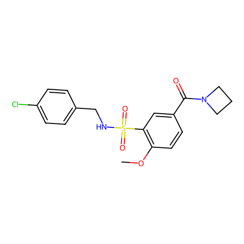 5-(azetidine-1-carbonyl)-N-[(4-chlorophenyl)methyl]-2-methoxybenzenesulfonamide structure