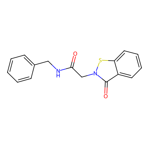 N-benzyl-2-(3-oxo-1,2-benzothiazol-2-yl)acetamide structure