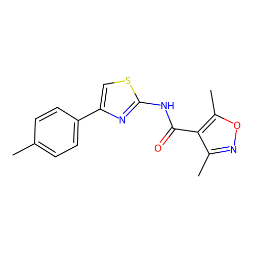 3,5-dimethyl-N-[4-(4-methylphenyl)-1,3-thiazol-2-yl]-1,2-oxazole-4-carboxamide structure