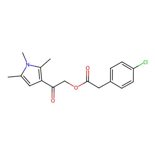 [2-Oxo-2-(1,2,5-trimethylpyrrol-3-yl)ethyl] 2-(4-chlorophenyl)acetate structure