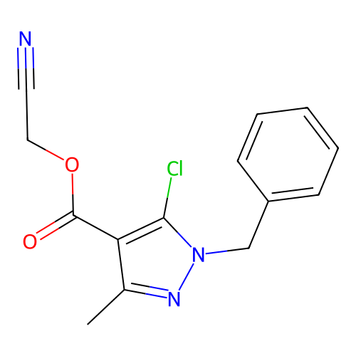 Cyanomethyl 1-benzyl-5-chloro-3-methylpyrazole-4-carboxylate structure