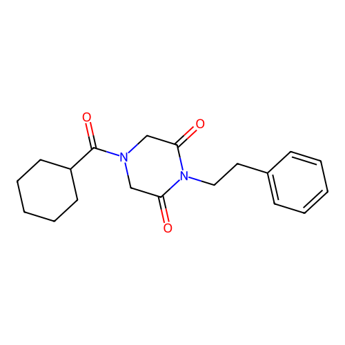4-Cyclohexanecarbonyl-1-(2-phenylethyl)piperazine-2,6-dione structure