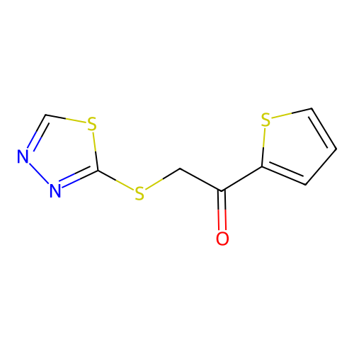 2-((1,3,4-Thiadiazol-2-yl)thio)-1-(thiophen-2-yl)ethan-1-one structure