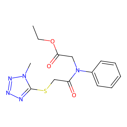 ethyl 2-(N-[2-(1-methyltetrazol-5-yl)sulfanylacetyl]anilino)acetate structure