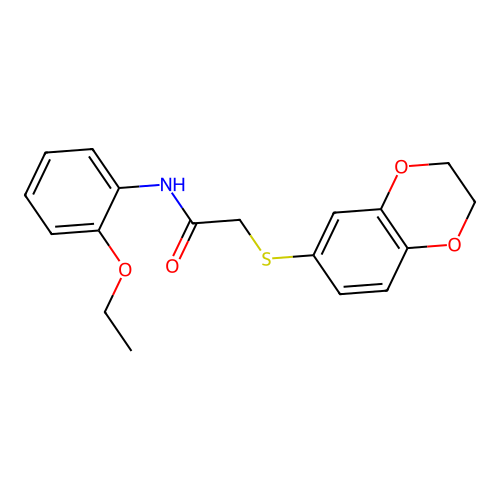2-(2,3-dihydro-1,4-benzodioxin-6-ylsulfanyl)-N-(2-ethoxyphenyl)acetamide structure