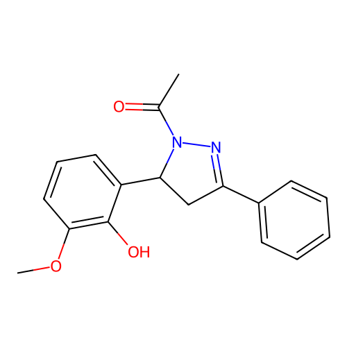 1-[3-(2-Hydroxy-3-methoxyphenyl)-5-phenyl-3,4-dihydropyrazol-2-yl]ethanone structure
