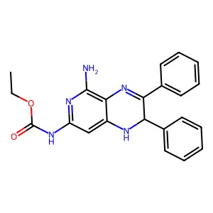 Ethyl (5-amino-1,2-dihydro-2,3-diphenylpyrido(3,4-b)pyrazin-7-yl)carbamate structure
