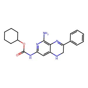 Cyclohexyl (5-amino-1,2-dihydro-3-phenylpyrido(3,4-b)pyrazin-7-yl)carbamate structure