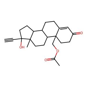 (17xi)-17-Hydroxy-3-oxopregn-4-en-20-yn-19-yl acetate structure