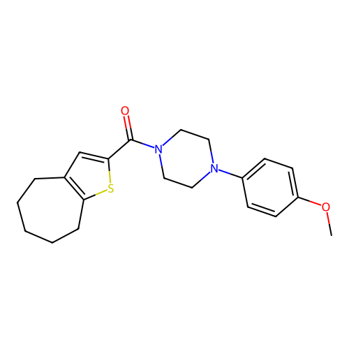 [4-(4-methoxyphenyl)piperazin-1-yl]-(5,6,7,8-tetrahydro-4H-cyclohepta[b]thiophen-2-yl)methanone structure